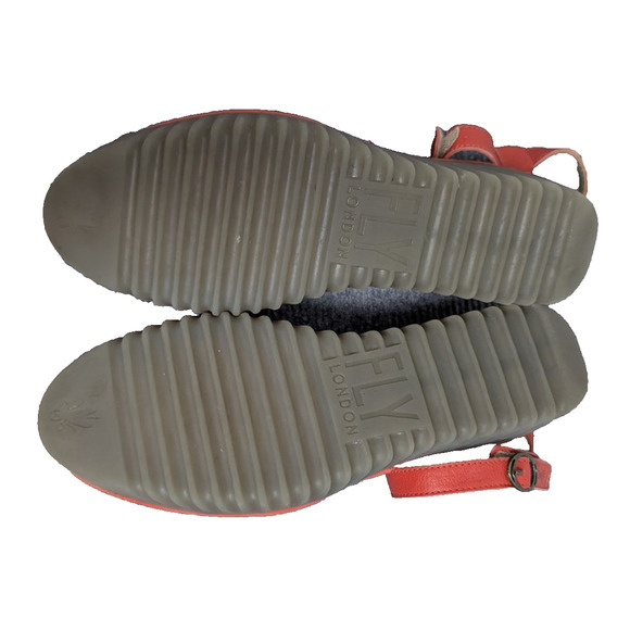 Fly London Lume Sandals Womens EU39 US8 Comfort Leather Coastal Wedge Orange - Picture 6 of 7